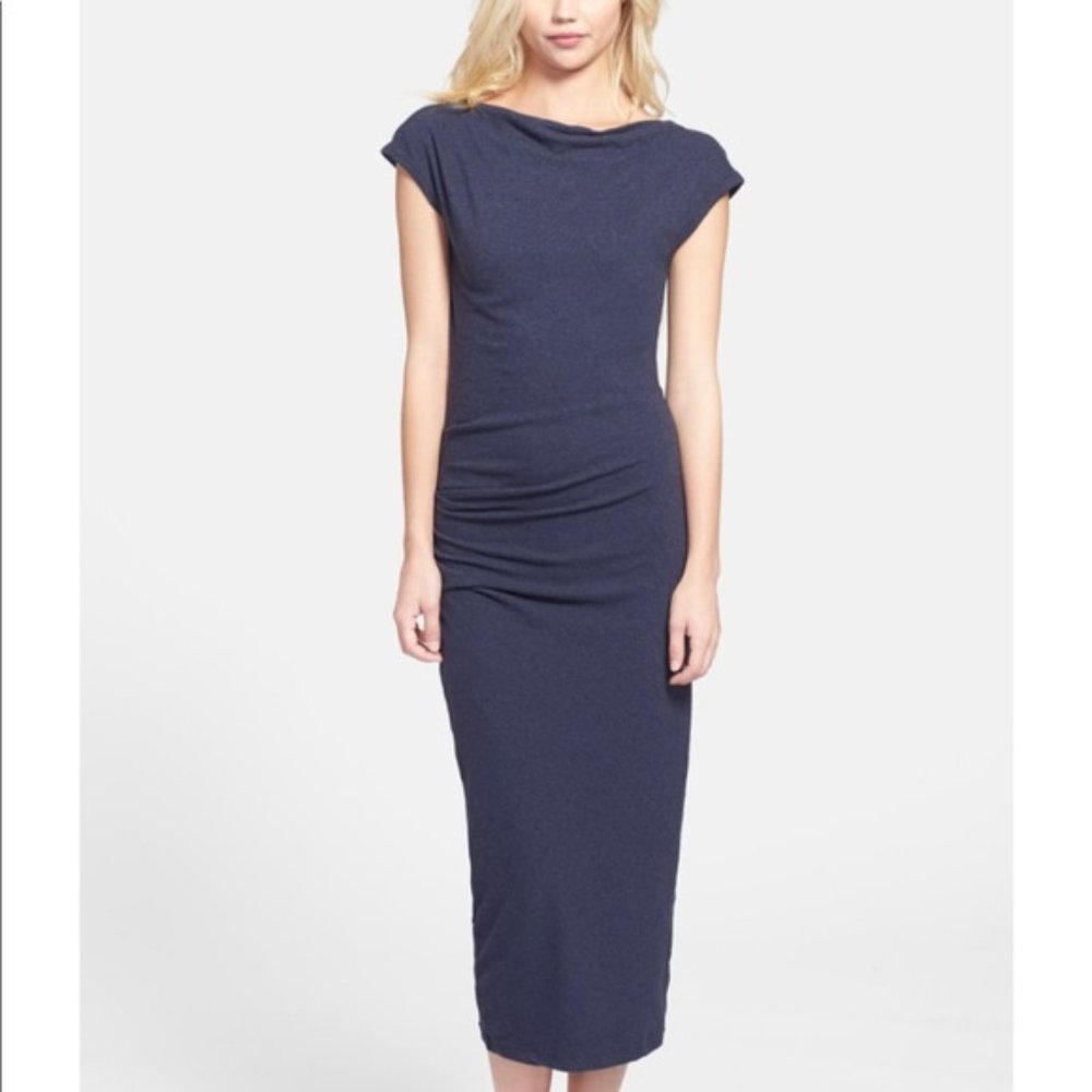 James Perse size 2 Navy blue jersey midi dress